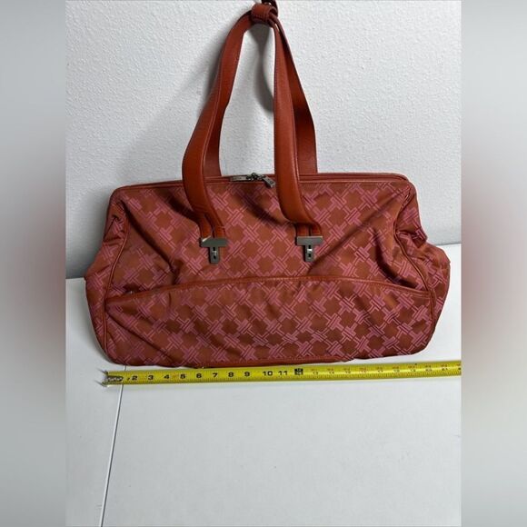 TUMI T Monogram Jacquard Nylon Canvas Framed Weekender/Carry-On Duffle Rose Pink - Picture 10 of 16